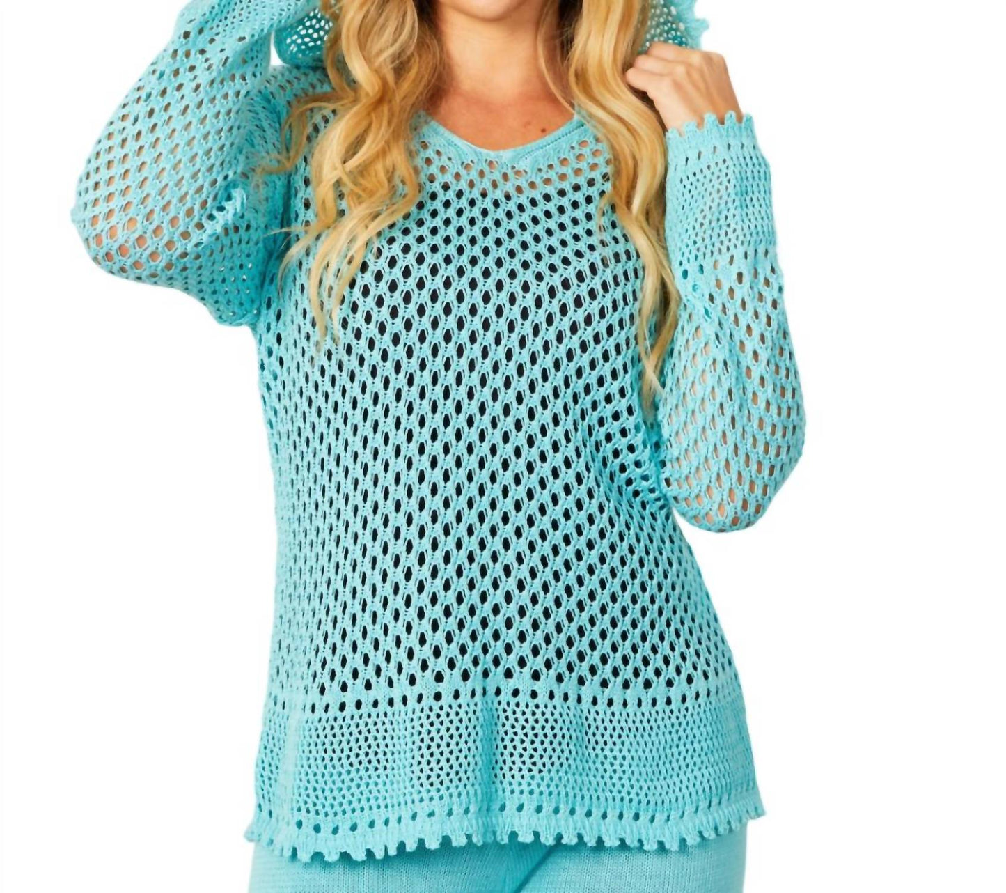 French Kyss - V-Neck Crochet Hoodie