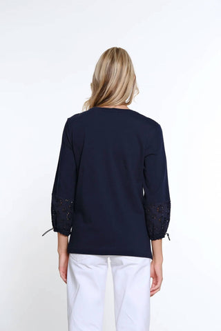 Multiples - DRAWSTRING EYELET SLEEVE TOP