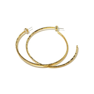 Brenda Grands - Women's Thin Hammered Hoop Earrings