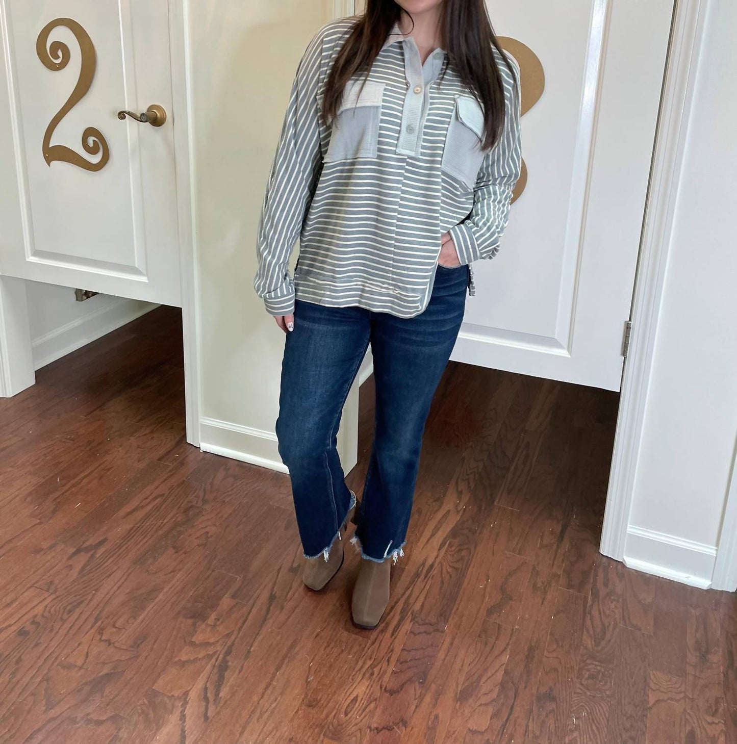 Anniewear - Serene Striped Long Sleeve Top