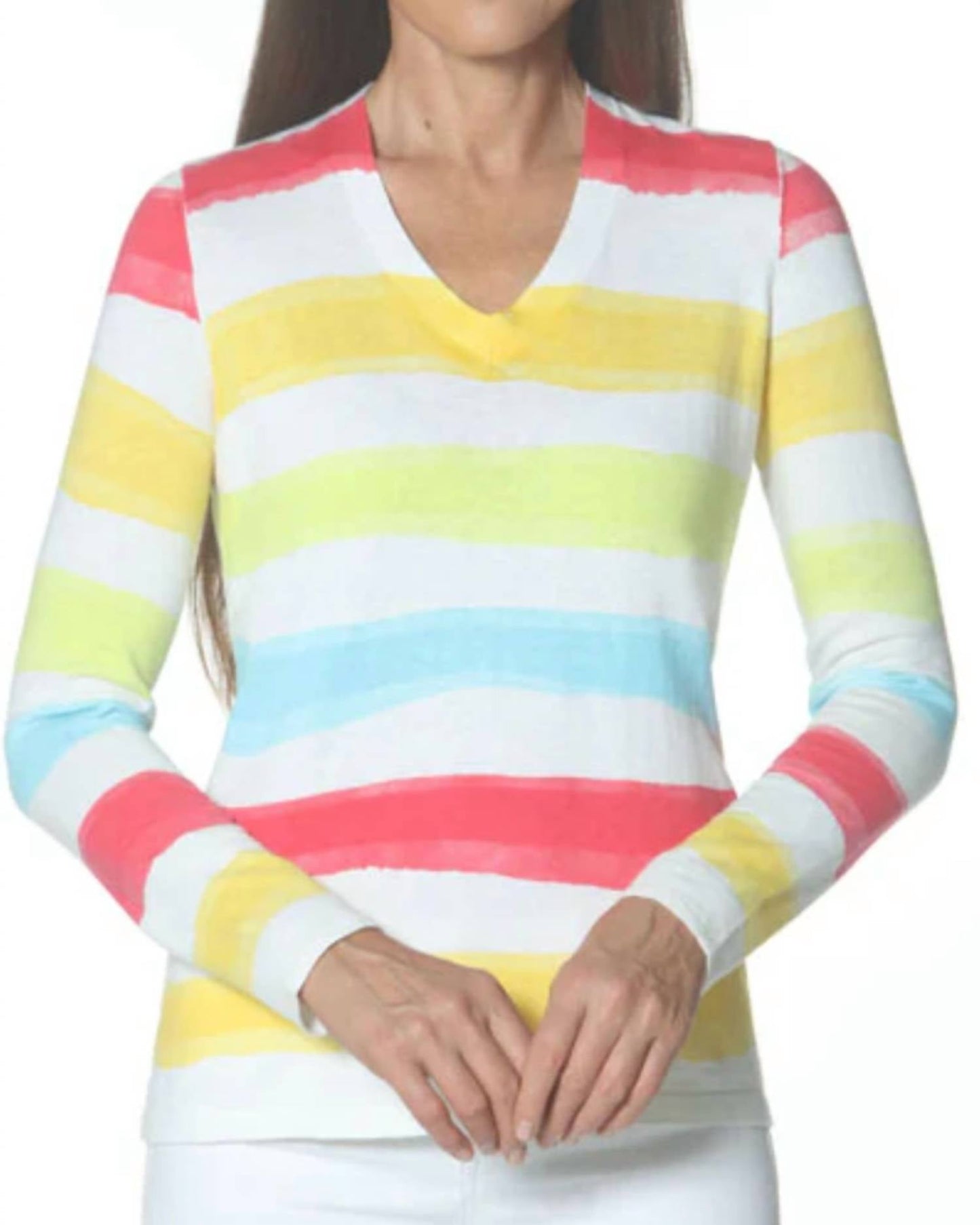J'Envie/Eli - V-neck Striped Top