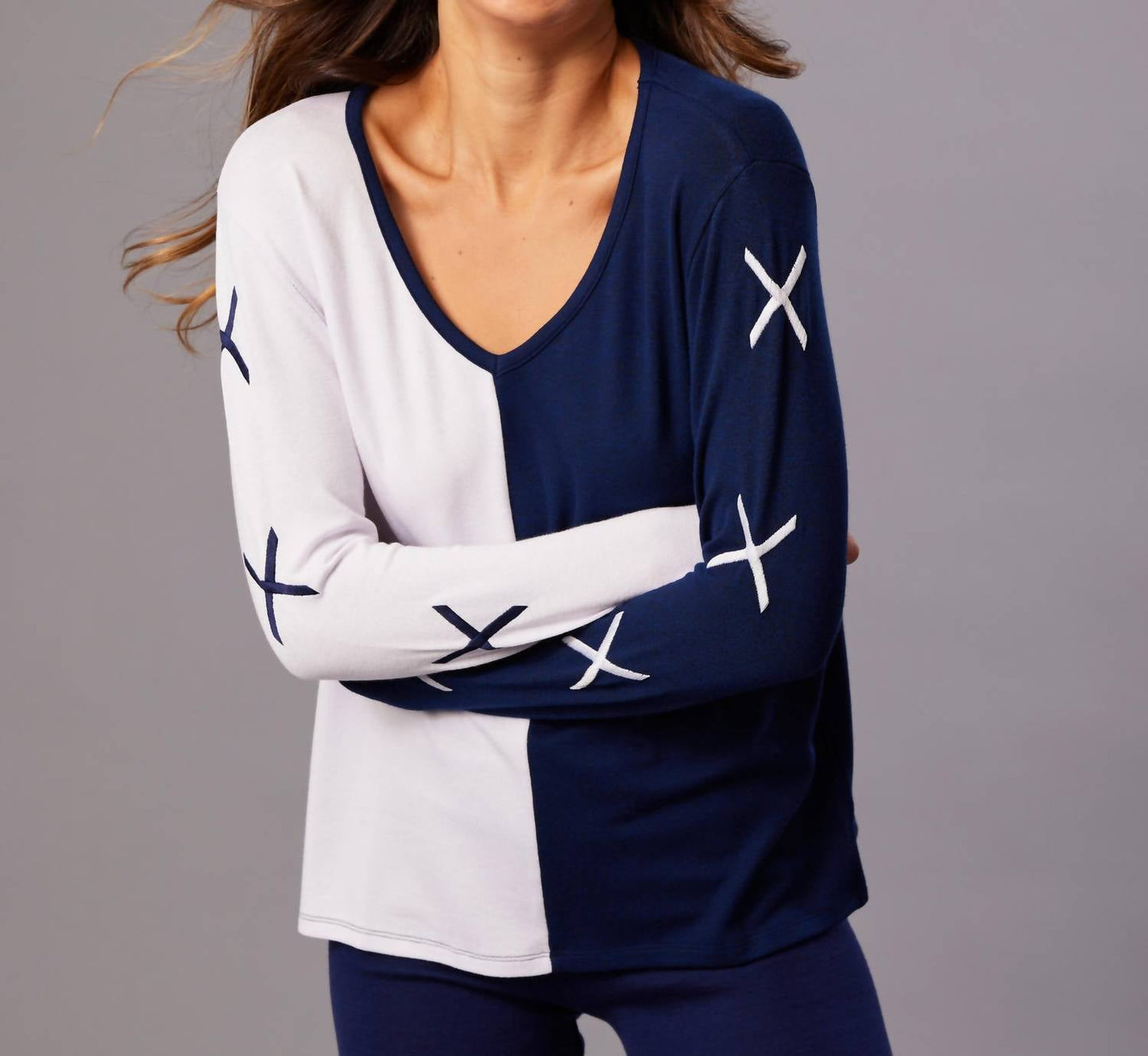 French Kyss - X Sleeve V-neck Top