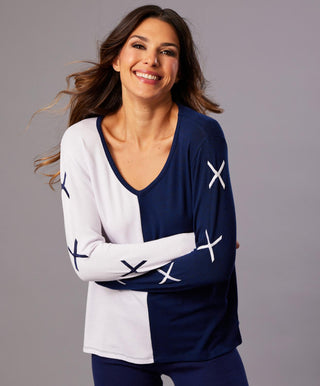 French Kyss - X Sleeve V-neck Top