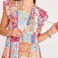 Trendsi - Umgee Full Size Tie Neck Double Layered Ruffle Sleeve Midi Dress Plus Size