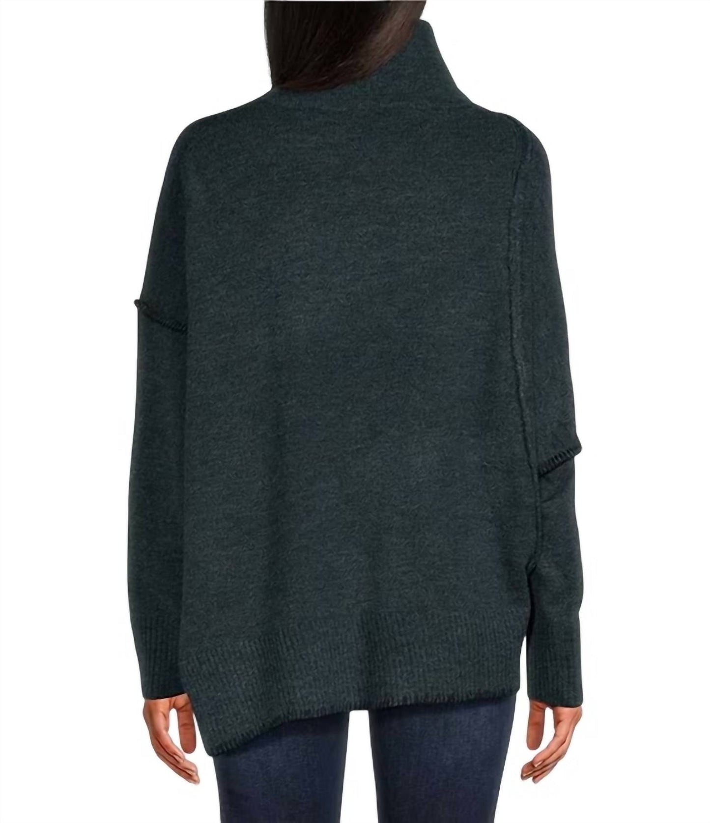 Elan - Turtleneck Long Sleeve Asymetrical Sweater
