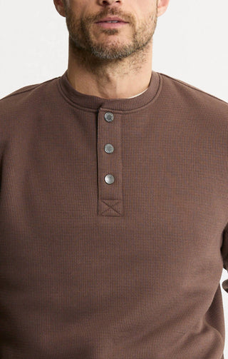 Jachs New York - Sherpa Bonded Waffle Long Sleeve Henley Shirt