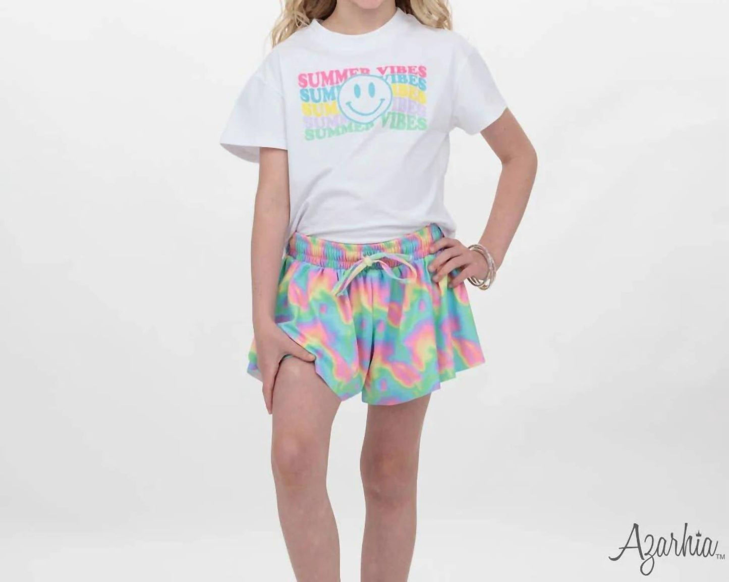 Azarhia - Girl's Neon Wave Butterfly Shorts