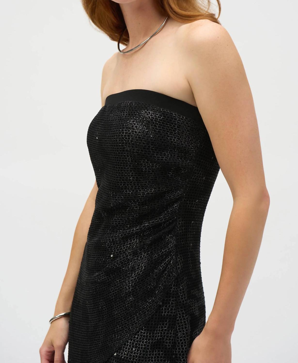 Joseph Ribkoff - Foiled Mesh Strapless Dress