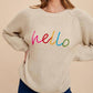 Anniewear - Hello There Embroidered Lettering Knit Top Sweater