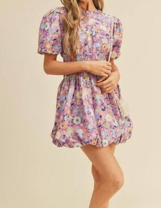 &Merci - Floral Print Bubble Hem Mini Dress