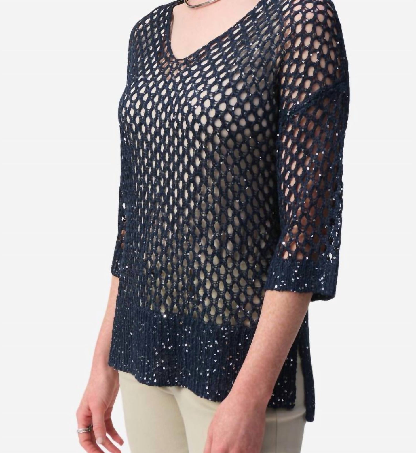 Joseph Ribkoff - Open Stitch With Sequins Sweater