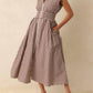 Entro - Gingham Zip Up Cotton Midi Dress