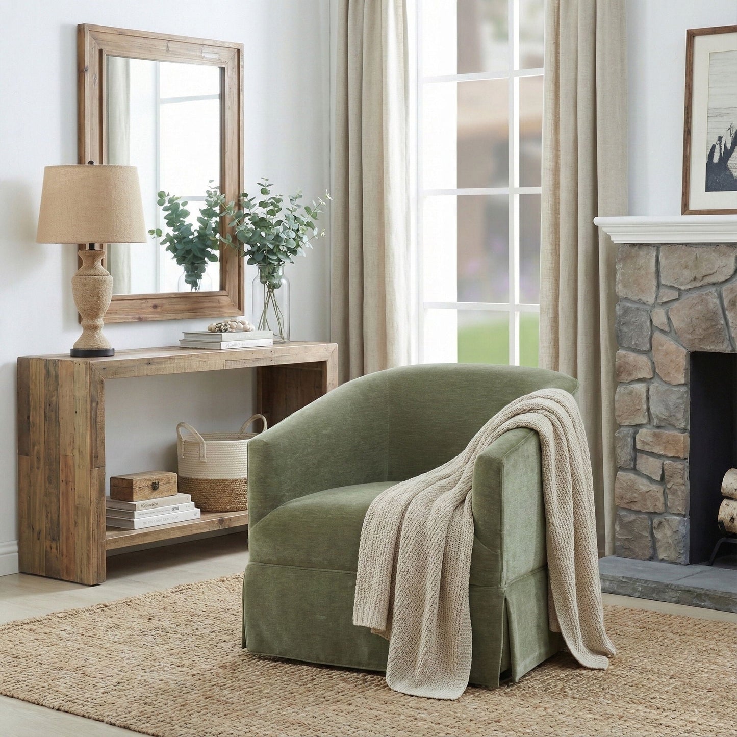 Elm Skirted Swivel Chair