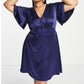 Flounce London - Satin Flutter Sleeve Mini Dress - Plus