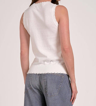 Elan - Distressed Edge Sleeveless Knit Tank Top