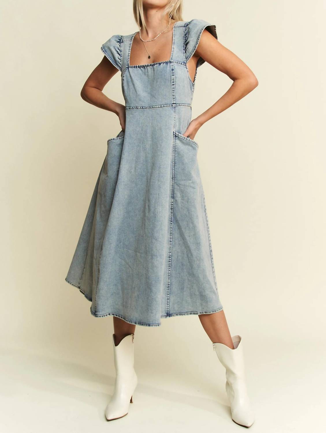 Trendsi - Jade By Jane Full Size Ruffled Denim Midi Dress Plus Size