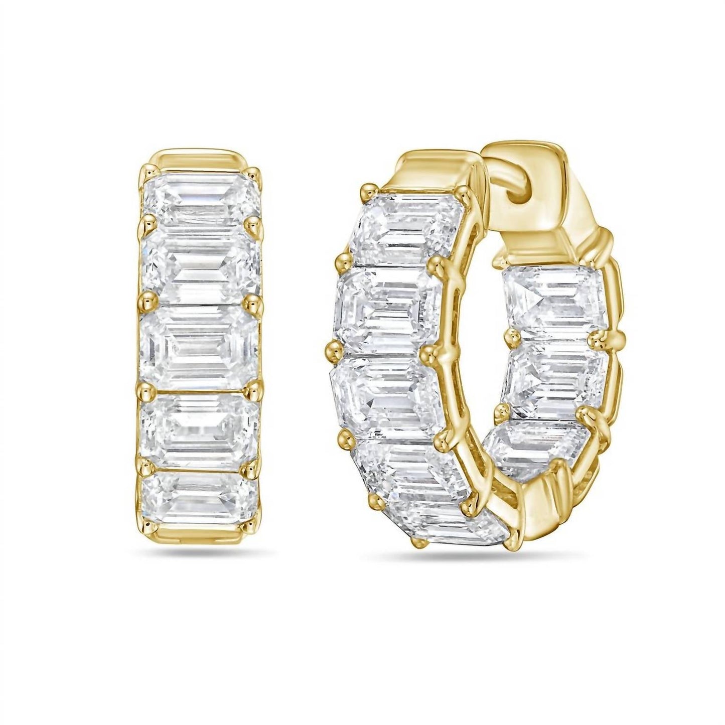 Diana M Jewels - Women's Lab Grown Emerald Cut Diamond Huggie Hoops Earrings