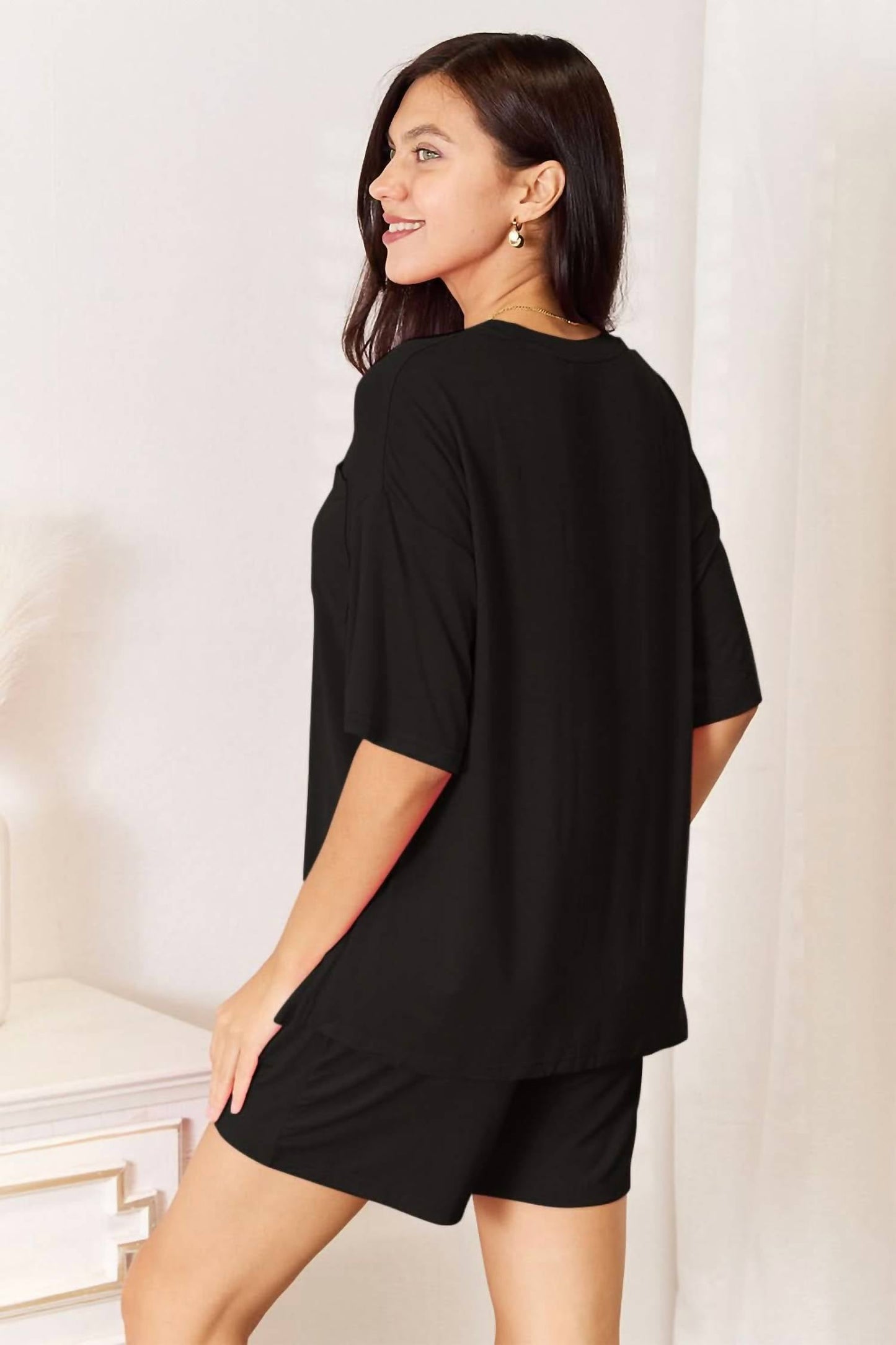 Basic Bae - Full Size Soft Rayon Half Sleeve Top And Shorts Set