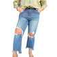 Risen - Tina High Rise Distressed Crop Straight Jeans
