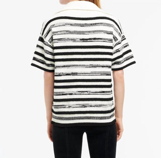 Barrie - Striped Cashmere And Cotton Polo Top