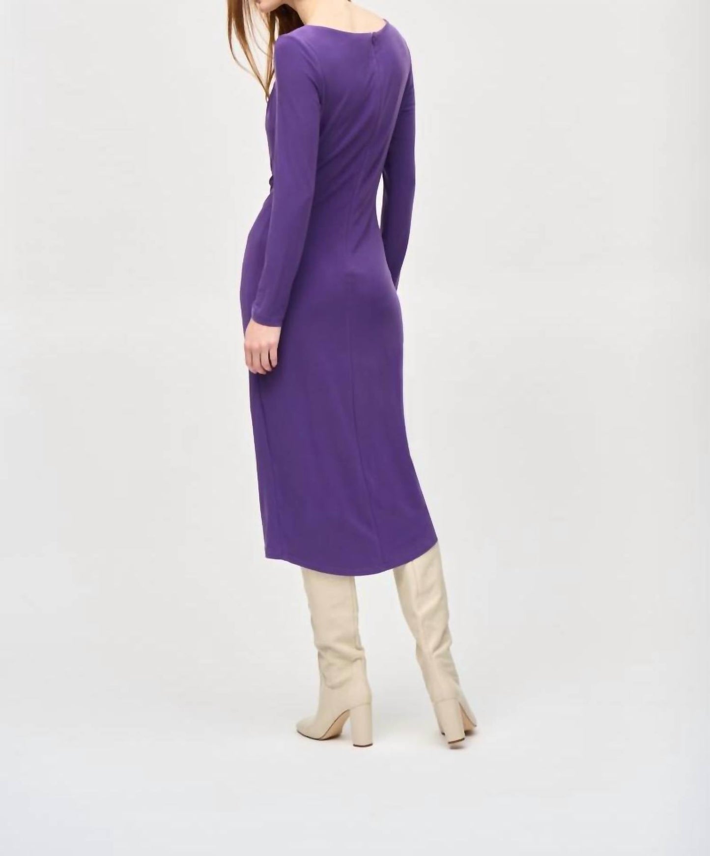 Joseph Ribkoff - Ruched Long Sleeve Wrap Midi Sheath Dress