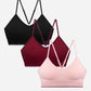 Danskin - Women's 3-pack Seamless Braid Texture Bralette With Contrast Line