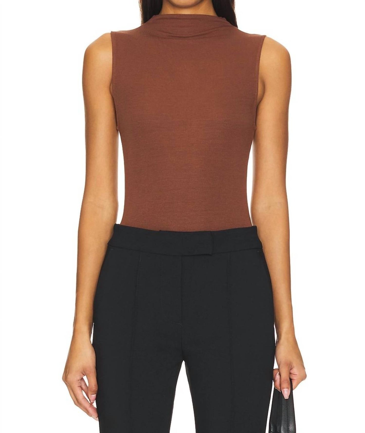 Enza Costa - Silk Knit Rib Sleeveless Mockneck Tank Top