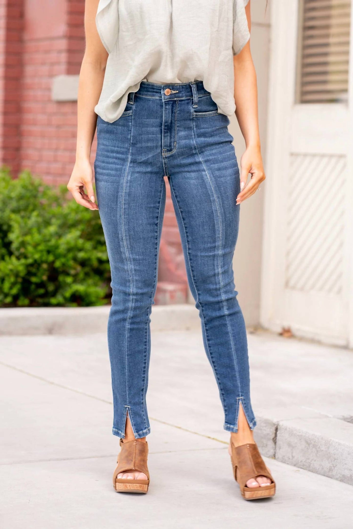 Judy Blue - High Waist Front Seam Detail Slit Skinny Jean
