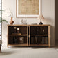 60" Wood Accent Cabinet with 4 Doors Brown and Antique White