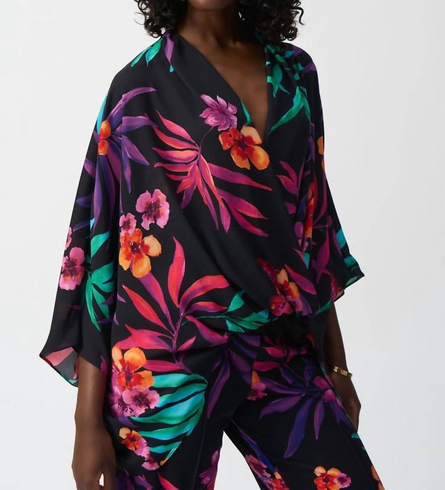Joseph Ribkoff - Georgette Tropical Print Boxy Top