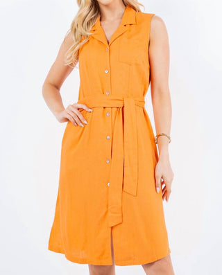 Paparazzi - Linen Blend Sleeveless Shirt Dress