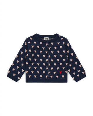 Bonton - Kid's Hearts Double Jacquard Knit Cardigan