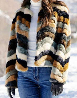 Fabulous Furs - Desert Chevron Faux Fur Jacket