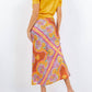 Paparazzi - Satin Watercolor Print Bias Cut Skirt