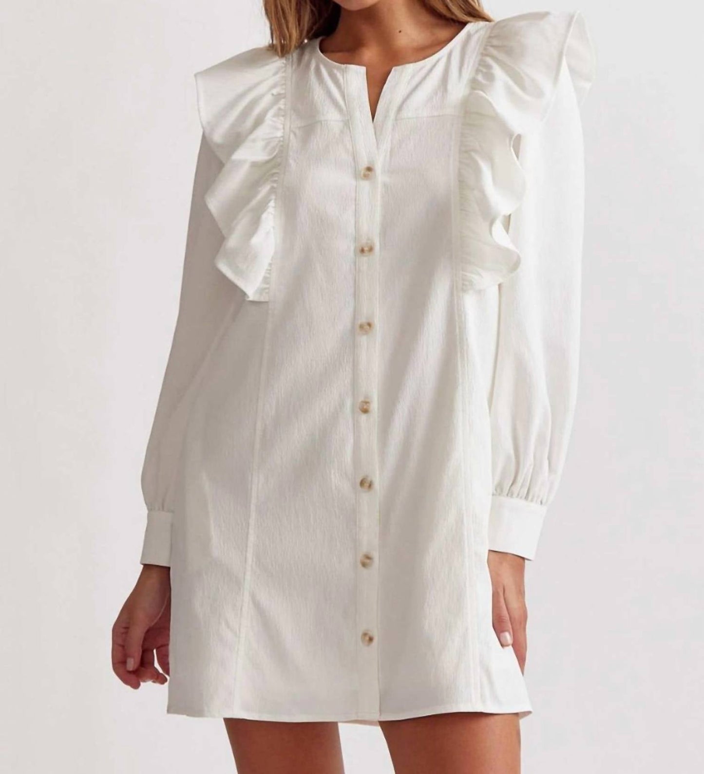 Entro - Button Up Ruffle Detail Dress