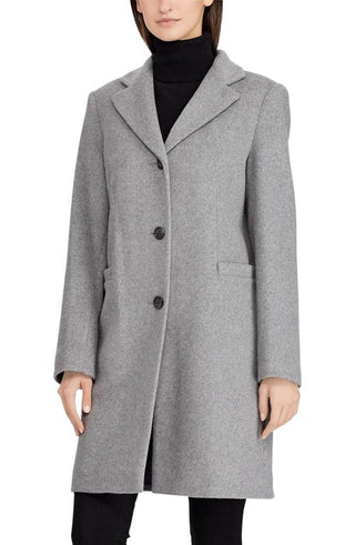 Lauren Ralph Lauren Wool Blend Reefer Coat in Df Grey at Nordstrom, Size 8
