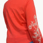 Autumn Cashmere - Puff Sleeve V Sweater With Contrast Embroidery