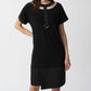 Joseph Ribkoff - Cutout Yoke Detail Shift Midi Dress