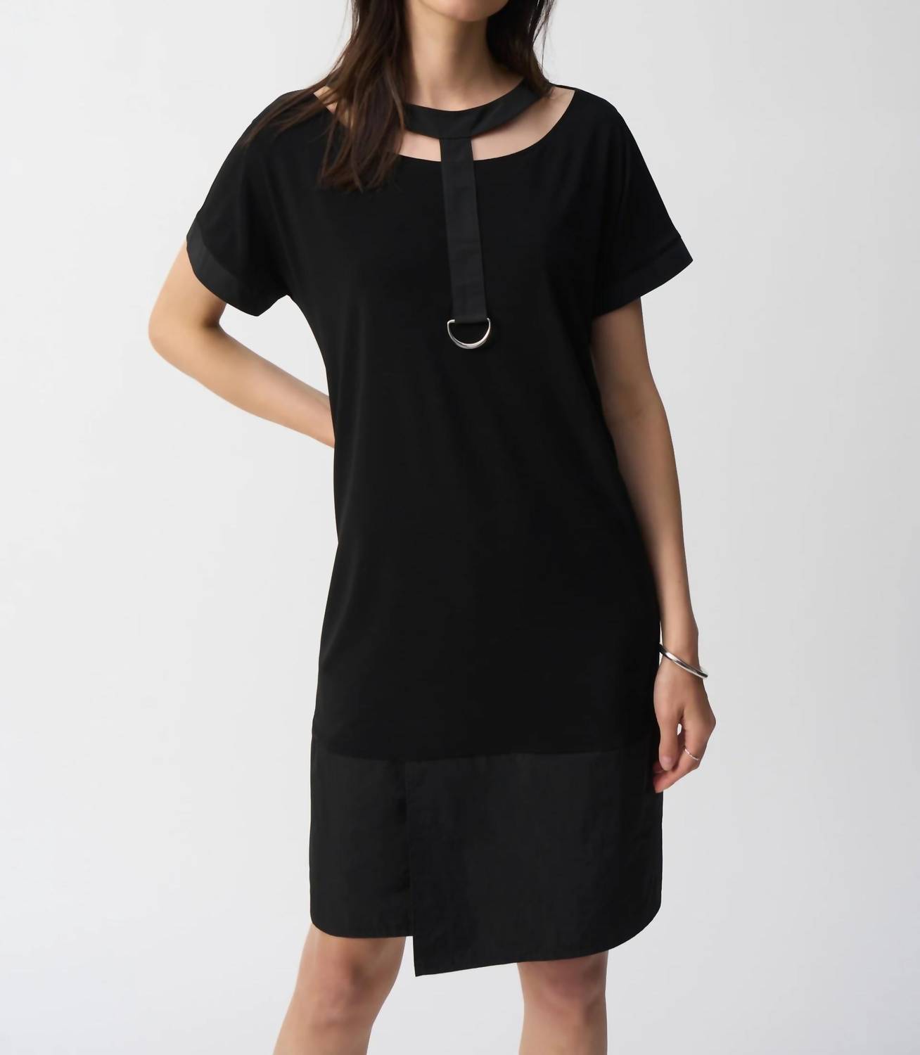 Joseph Ribkoff - Cutout Yoke Detail Shift Midi Dress
