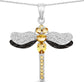 1.79 Carat Genuine Citrine and White Topaz .925 Sterling Silver Pendant