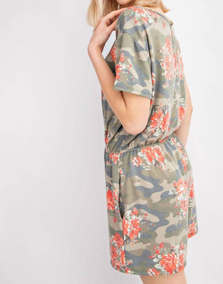 143 Story - Camo Floral Print Side Pocket Romper