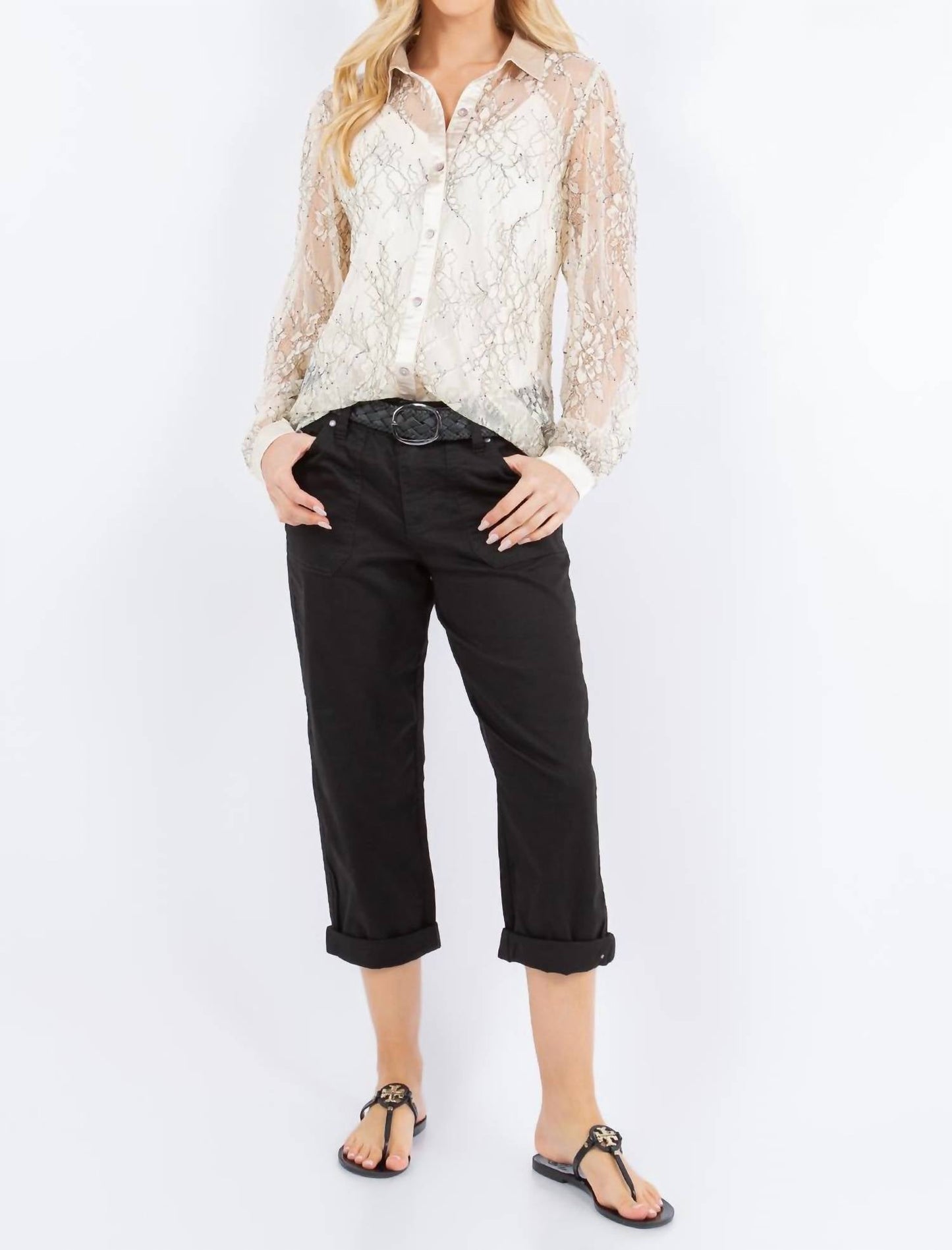 Paparazzi - Lace Sheer Long Sleeve Shirt - Unlined