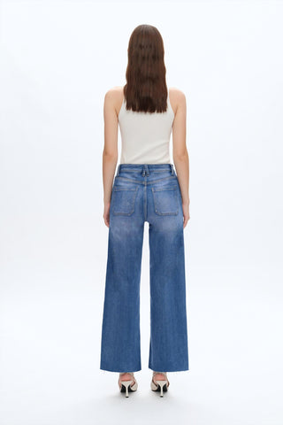 Bayeas - Hailee High Rise Relaxed Straight Jeans With Raw Hem