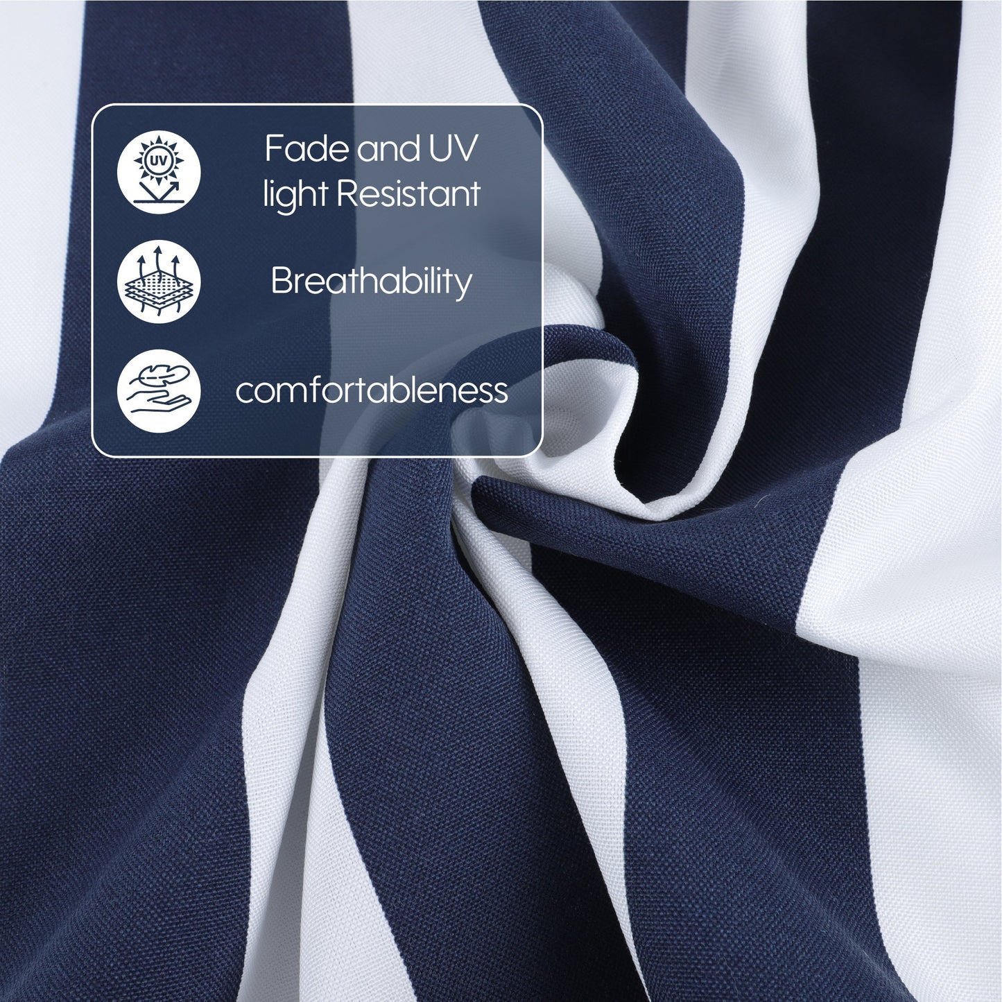 2-Piece High Back Chair Cushion Set, Navy Blue/White