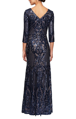 Alex Evenings - Sequin 3/4 Sleeve Mermaid Dress