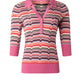 Iris Setlakwe - WOMEN'S V NECK POLO WITH CONTRAST RIB SWEATER