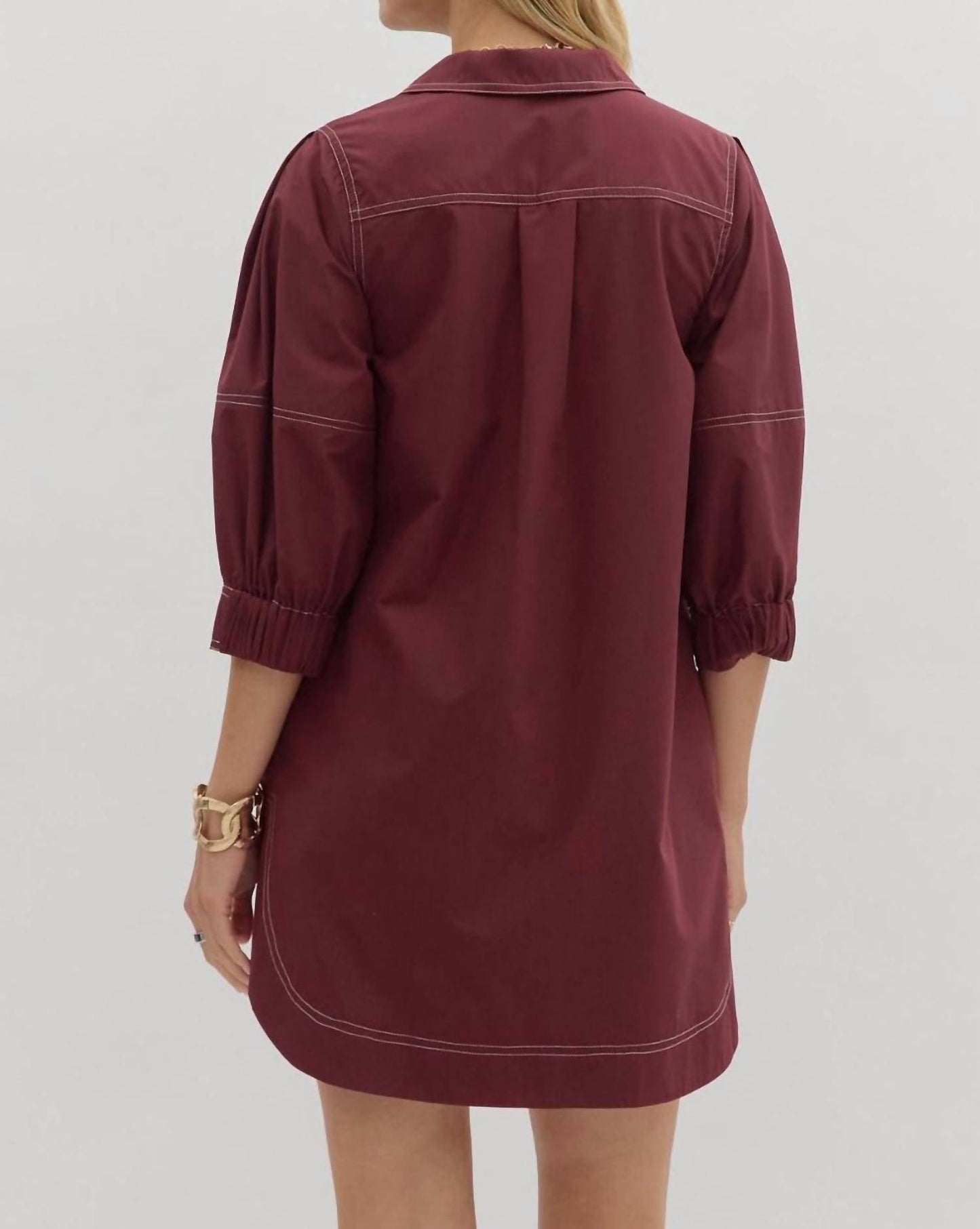 Entro - Zip Lantern Sleeve Mini Dress