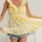 Bibi - Ruffled Neckline Peplum Top