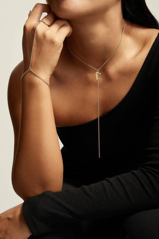 Eklexic - Women's Dainty Script Love Lariat Necklace