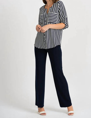Joseph Ribkoff - V-neck Striped Blouse
